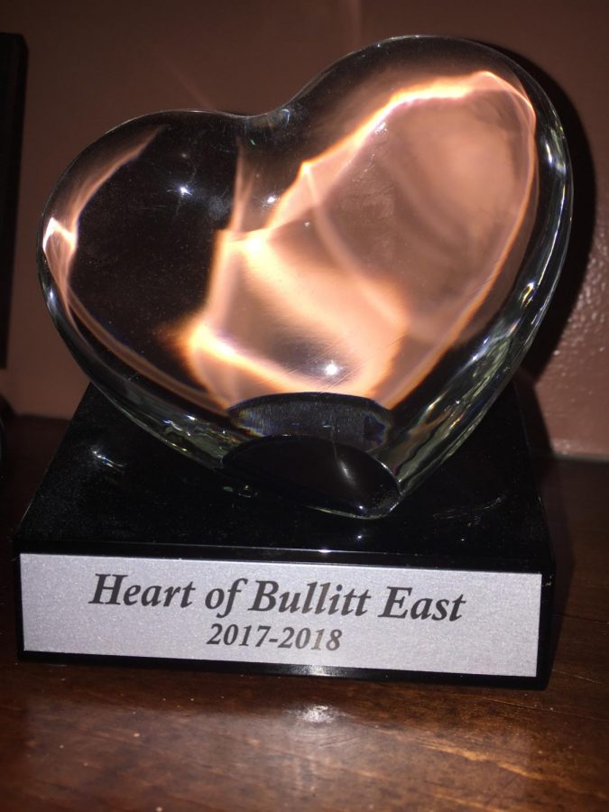 Heart of Bullitt East award was given to Zach Combest in the fall and Sean Woods in the spring. Congratulations to both of them! 