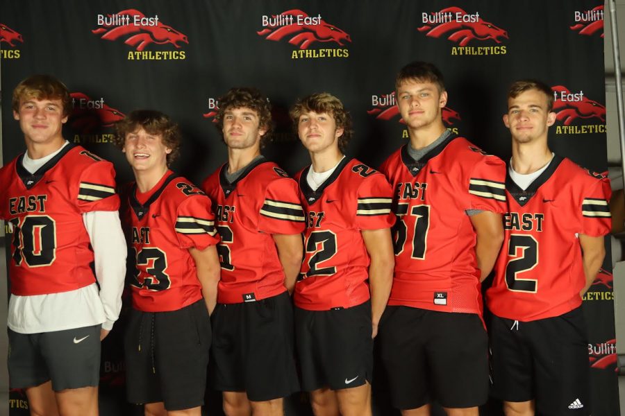Some of the main players that will be on the field for this upcoming season. The people from the left to the right are: junior Travis Egan, junior Mason Gauthier, senior Matthew Parrott, senior Patrick Ballard, senior Nathan Mitchell and then junior Camron Brogan. “Lead by example is how I plan to step into the role of leadership. If I do things, hopefully other people will follow,” Egan said, “I think the season should go pretty good, because our team has gotten older, and we are just more comfortable as a team.”