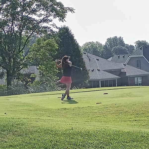 Grace Shepard is pictured teeing off on hole 15 at the Bluegrass Invitational.