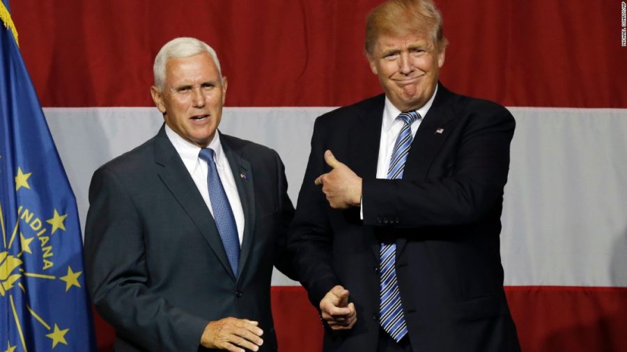 Trump and Pence during a rally in Indiana. 