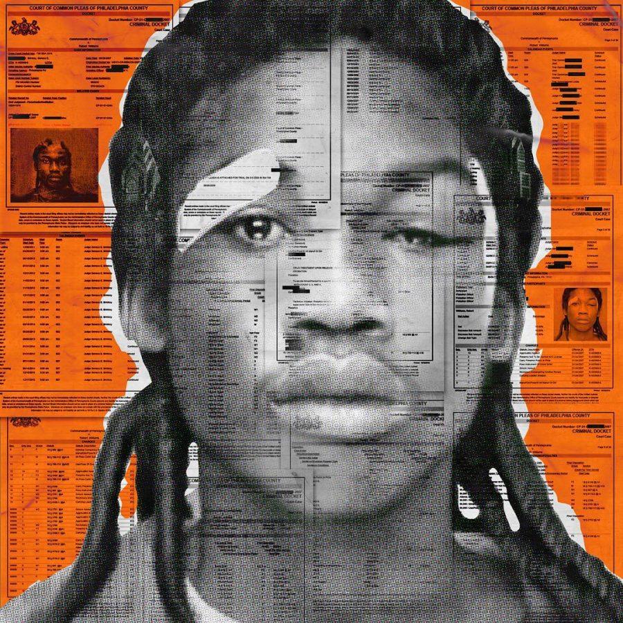 DC4 album cover showing Meek Mill when he was a teenager. The album cover was made out of his old court documents. 