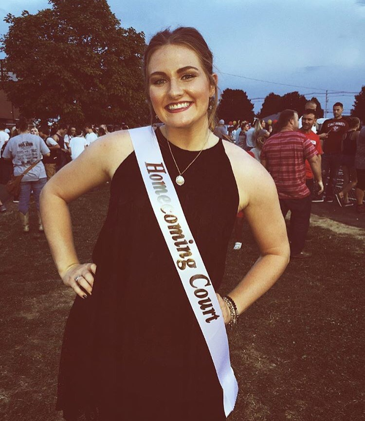 Senior Brooke Stivers wearing the Homecoming Court sash before the Homecoming football game. Stivers also won basketball homecoming and will be on the court along with other seniors. 