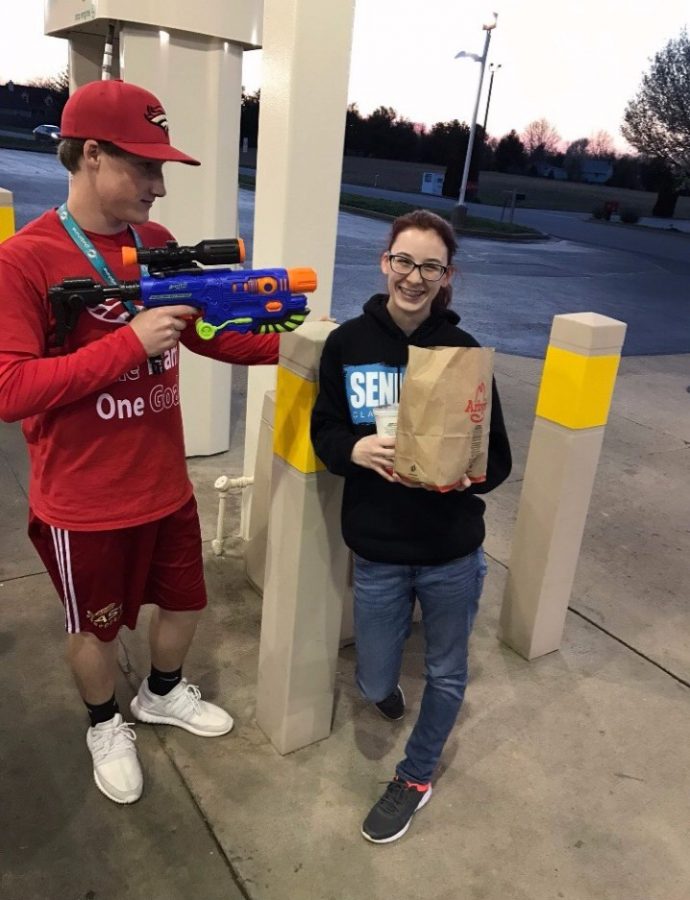 Zak Kessler and Alyssa Martin getting in the spirit of the game.