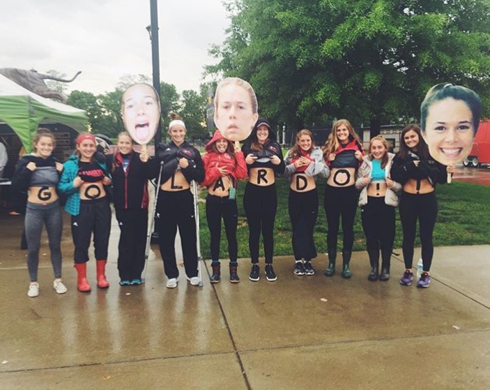 Members of the track and field team are at the Kentucky Dream Mile to cheer Lauren Masden on. Picture credit: Lindsey Spencer