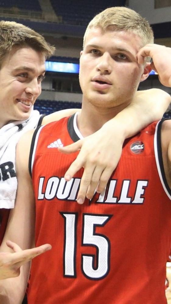 Walk-on Tyler Sharpe after a game at Pittsburgh where Sharpe made his first bucket. Sharpe is an alumni of Bullitt East. He is transferring to NKU this year. 