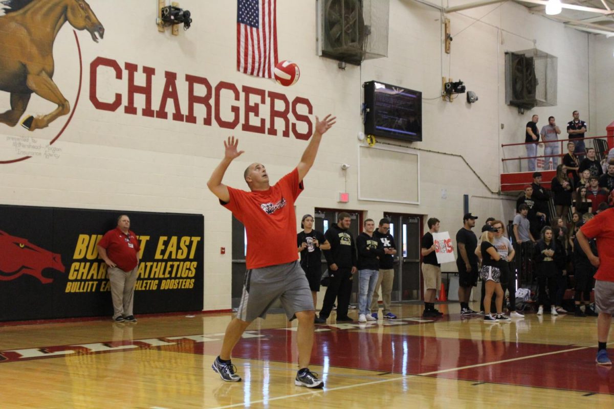 English teacher Larry Steinmetz during the rocketball game. 