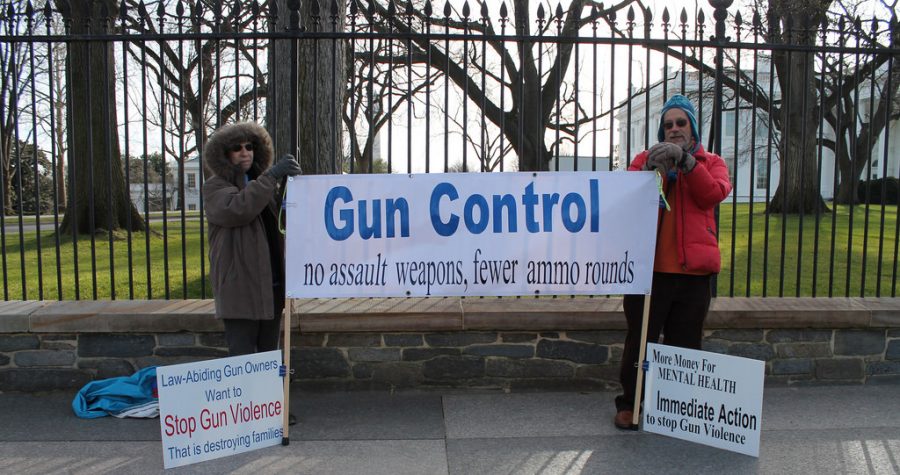People protesting for gun control in front of the White House 