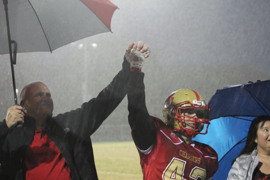 Senior Cameron Trees during senior night. 