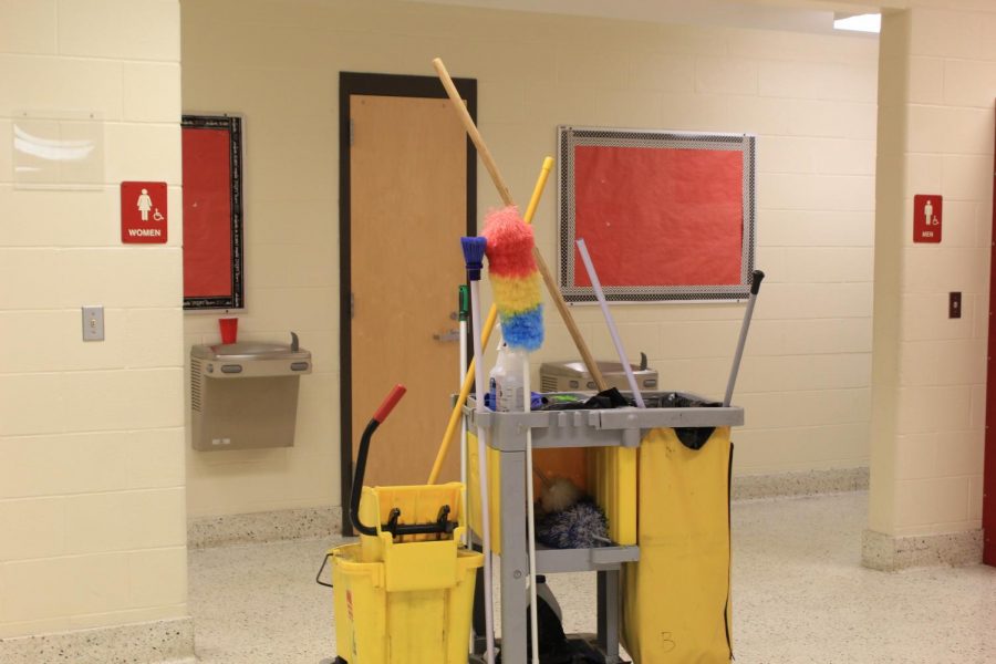 Custodians at Bullitt East work tirelessly into late hours of the night. With only two out of four custodians on the night staff, this doubles the work each custodian has to do.