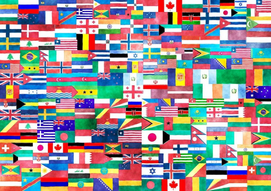 A display of flags from different countries across the world. 