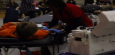 Senior Austin Reynolds getting his blood taken.