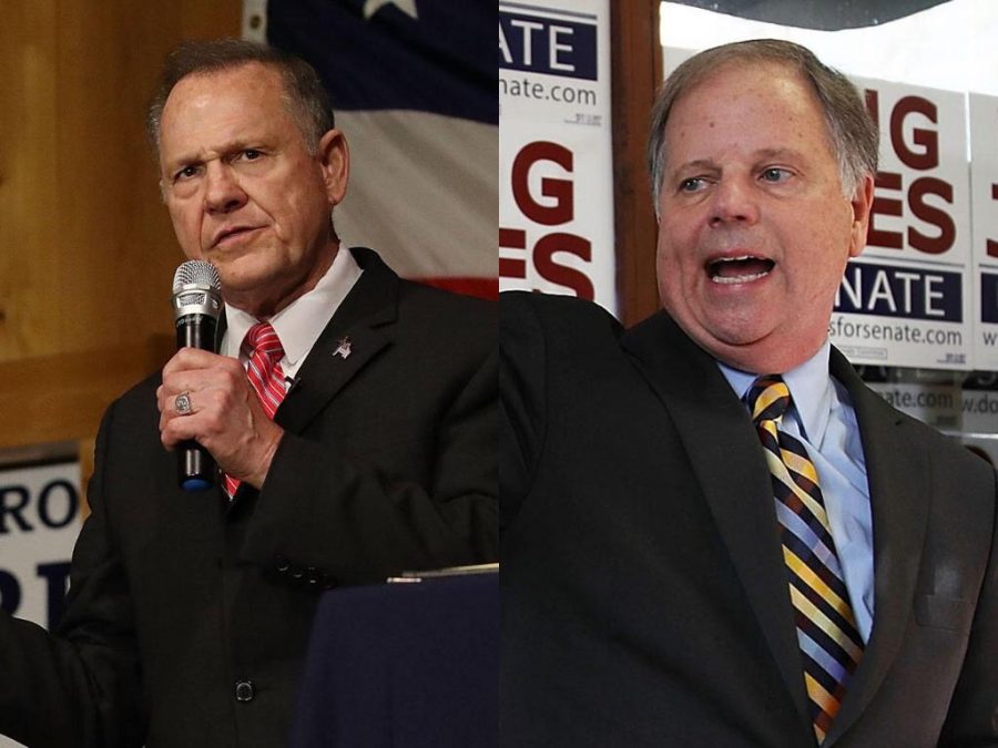 Roy+Moore+%28left%29+and+Doug+Jones+%28right%29+on+the+campaign+trail+as+they+fight+for+a+senate+seat.+