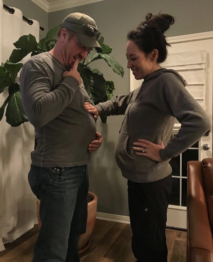 Chip and Joanna make a silly pose for the camera to announce the news of baby number five. 
Photo taken on Instagram @chipgaines.