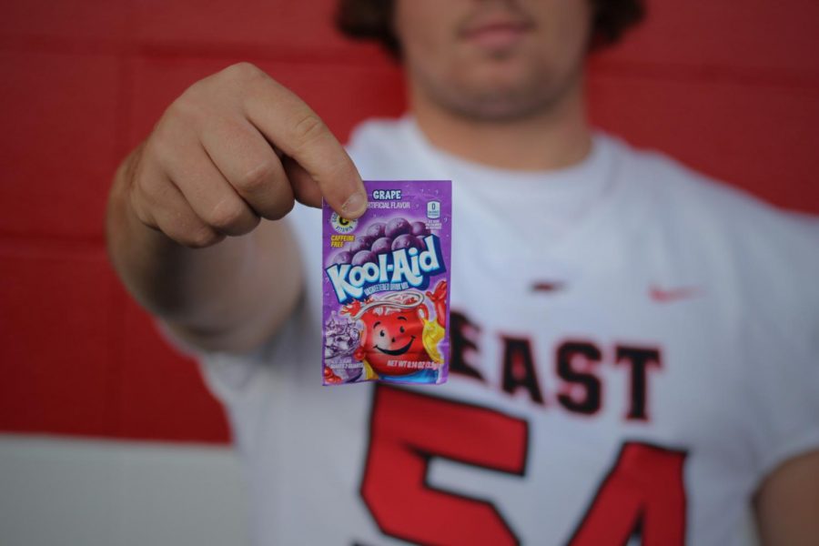 A grape Kool Aid Packet is being presented.