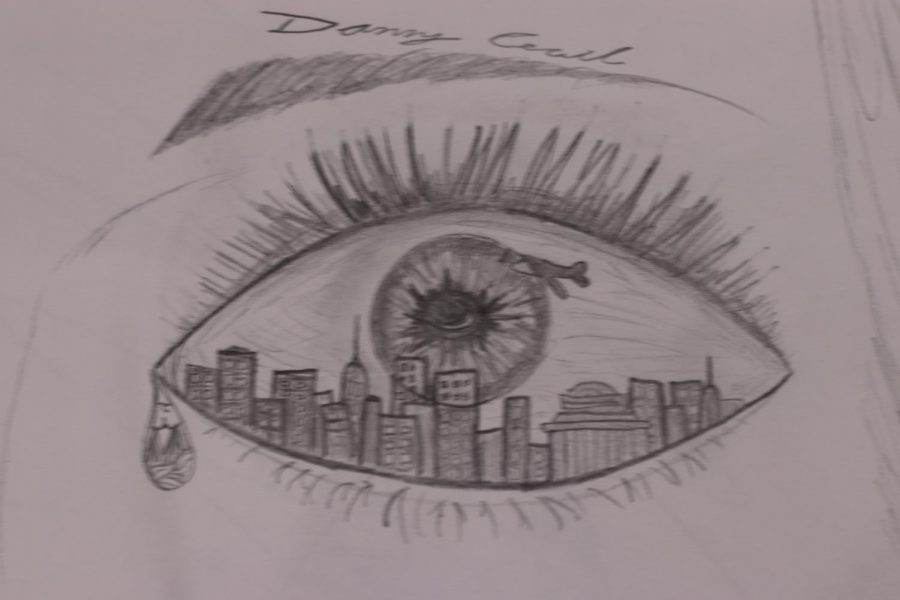 "Through the Eyes of the Artist," drawn by senior Danny Cecil.