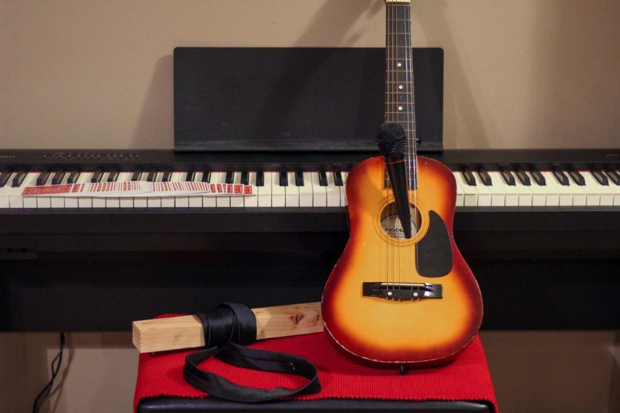 A guitar and piano to represent the instruments that are going to be played, a block of wood with a karate belt wrapped around it to represent the karate act, the “Red Monarchs” by Theory Eleven deck of cards to represent the magic act, the red carpet to represent the dance act and how they perform on a platform and a microphone to represent the singers. “I think it’s going to be a good talent show, because there’s a variety of talents that are going on, and I just think it’ll be good this year,” said sophomore Trinity Smith. 