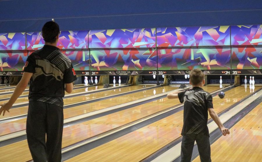 Junior David Boyer and junior Zachary Compton bowling at the Unified Regionals tournament. Boyer, Compton, sophomore Austin Hale and senior Dylan Young bowled as two separate teams, at the Unified Regionals tournament, and Compton and Hale actually ended up winning the whole tournament. “I have a tender spot for those kind of kids. You know, our school is highly recognized as one of the top schools in the United States for being involved with unified programs, and so, really two good kids. David is very high strong and got a lot of energy; loud and a lot of school spirit. And Zach’s kind of the opposite; really quiet, and doesn’t say a lot. But they’re both great kids. They did a really good job bowling,” said bowling coach Lenny Raley, “So, I’m proud of Bullitt East, for offering it and being allowed to have them out there representing our school and community and they did a fantastic job today.” 