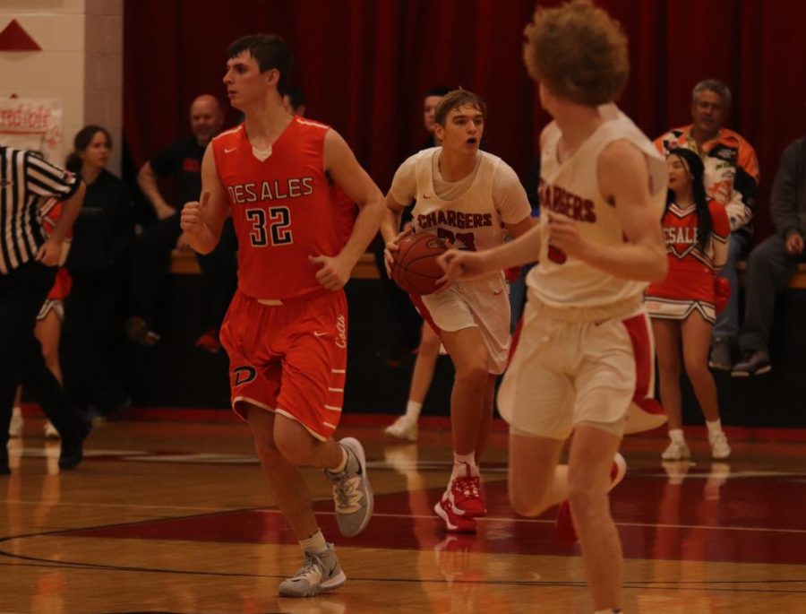 Looking to pass the ball, Hunter Brogan heads up the court hoping for East to score. On the team trip to Miami, FL Brogan lead the team with 21 points against Centerville High School, from Ohio, the one game they have one out of the past five. “Well we got to just move on, you learn from your mistakes and you get try to get better because of it. I hope we can find ourselves as a team so we can pick up some momentum for the postseason,” said Brogan. 