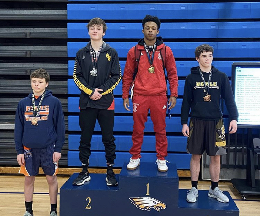 Freshman Logan Wells on the podium for his second place finish. He has had a successful season so far in his eyes and looks forward to the rest of it. Going into the rest of the season the team feels motivated and accomplished because we are having one of the best seasons performance wise, said Wells.
