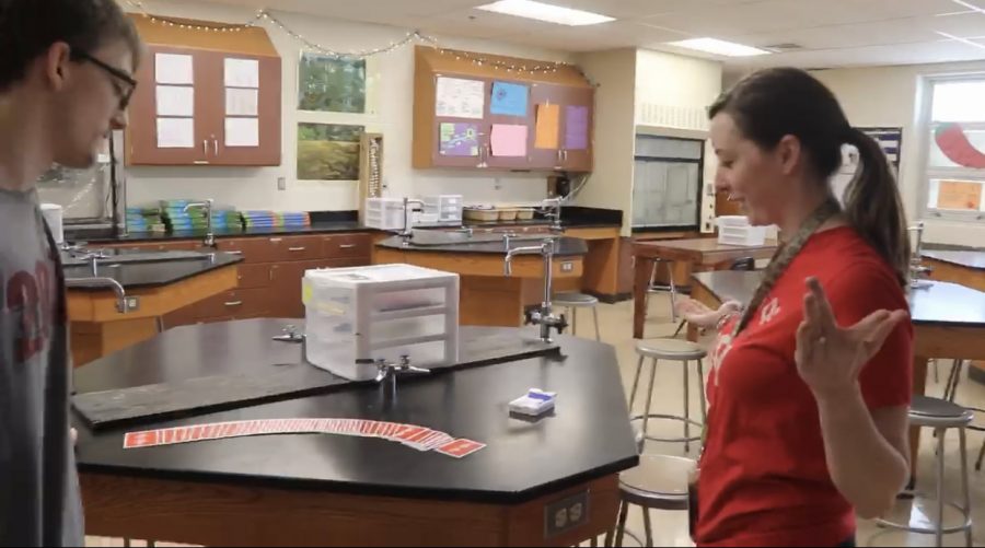 Science Teacher Aileen O’Brien’s reaction after seeing a magic trick. Mar. 13, O’Brien watched a magic trick, and completely had no idea how what happened was possible. “Your magic trick was great, well-executed and left me with no way to explain it, which is hard for a naturally skeptical science teacher,” said O’Brien, “(She was) 100% fooled. The color change is what surprised me. I have not seen a magic trick like this before."