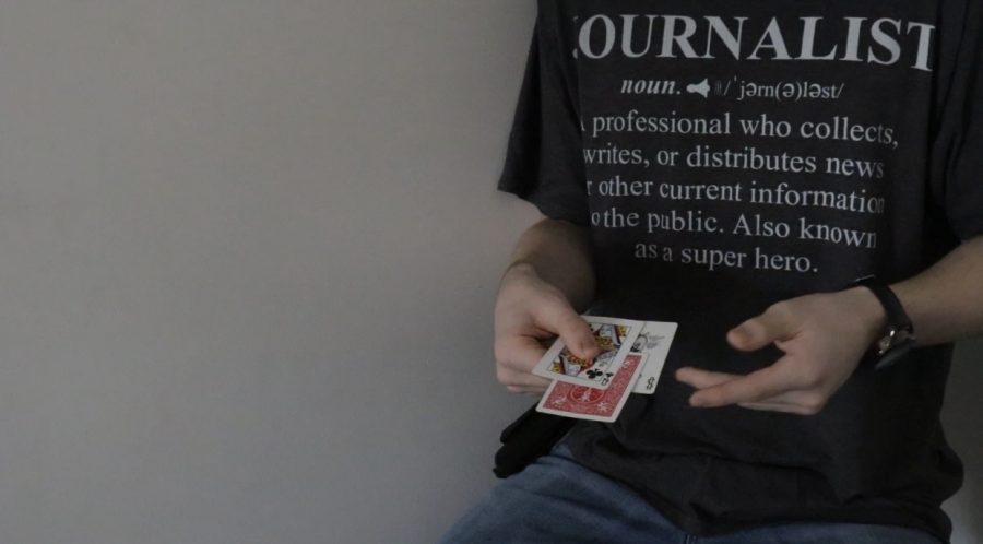 Photo from the first card trick that was performed. You get to make the decision on what that card in the middle is, if you watch the video. 