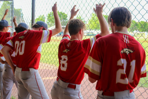 Some of the key players from the regular season standing next to each other at one of their final games. May 25, the Chargers played against the North Oldham Mustang’s, and at one point, during the game, senior Brock Hammond (right), senior Slade Douthett (middle), and senior Riley Harkey (left), were standing next to each other. Based on their number of runs, they led the team this regular season. “All of our seniors are always important to our team. They know how we want things done, and this is a time they get to be leaders, and develop some skills that will benefit them later on, in life. They are given responsibility, and asked to get things done, while leading the rest of the guys,” Bowles said.