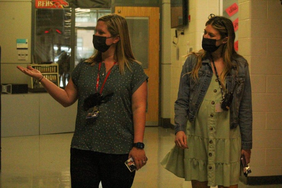 New counselors April Walker and Valerie Clark making their way around the school. Walker was a teacher here before becoming a counselor, but Clark is brand new. "I did my student teaching abilities, and then got hired right after out of my student teaching and taught here for eight years and then went to be a counselor at North Bullitt, because they had an opening, and then as soon as there was an opening back here. I just love the spirit of the school and the community," Walker said. 