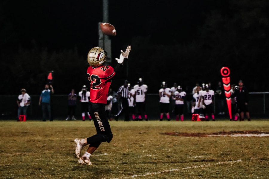 Patrick Ballard on Seinor Night catching a punt return. 