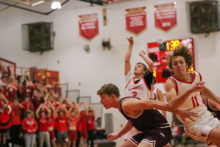 Senior Patrick Ballard guarding against Breckinridge County. “The game this Friday went really well. We started off kind of slow but when we started moving the ball around more shots were becoming open and the guys were knocking down the open shots. It was a good look at the team that we will face again in two weeks, Ballard said. 