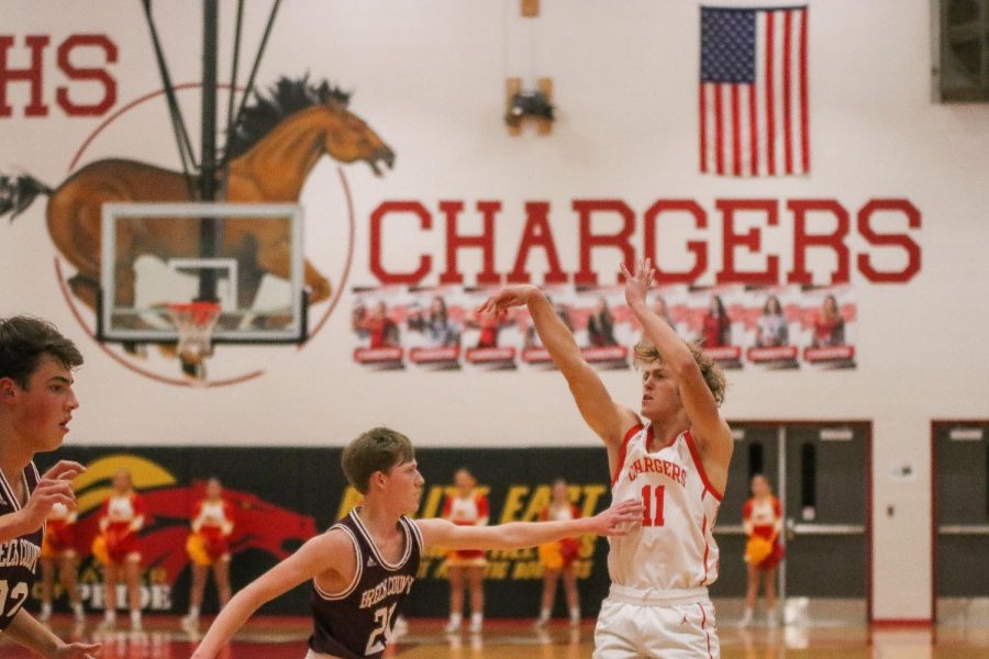 Senior Patrick Ballard open shoots a shot. “As an individual I felt like I did very well by knocking down the open shots I had and finding the open guys so they could knock down shots,” Ballard said.