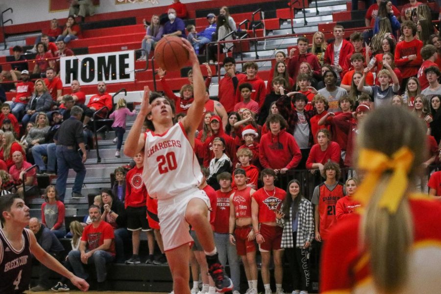 Junior Nolan Davenport goes in for a layup. “I shot the ball really well and played some really good defense and scored some points, Davenport said. 