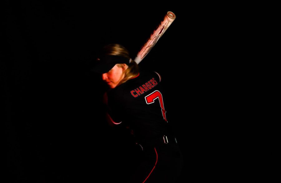 Junior Kim Perkins posing with her softball bat. This was an overall rough week for the softball team, but they have high hopes in plans for improvement. “I think it was just a great learning experience, and Im really happy with how the season is gonna work out,” Perkins said.