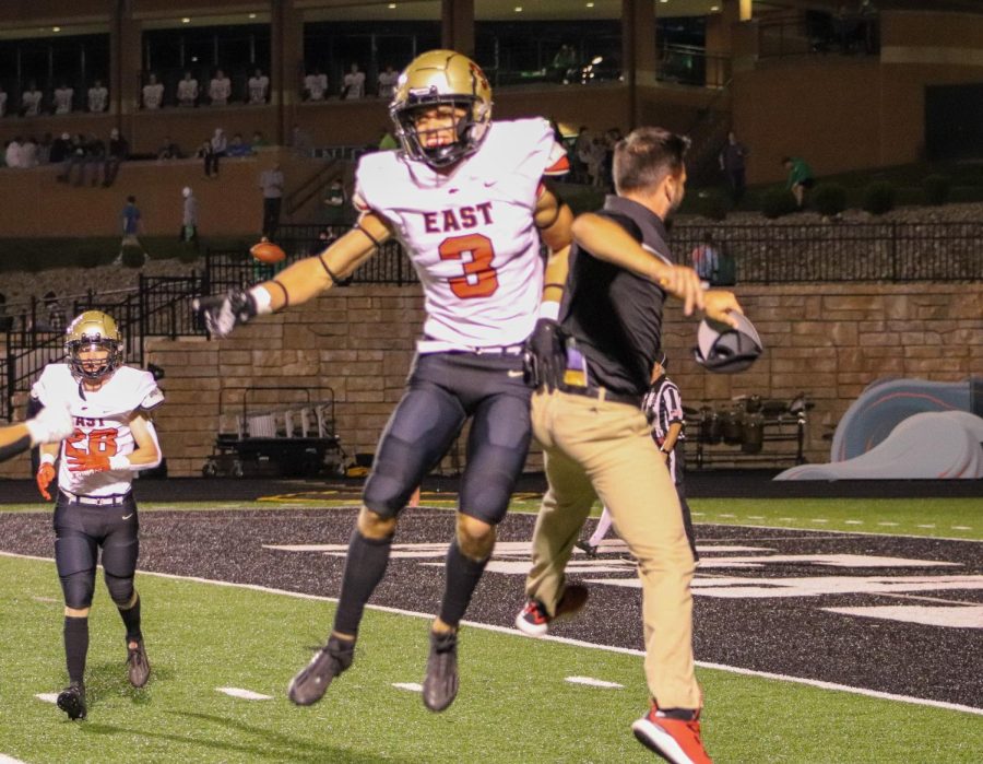 Senior safety Ryan Still celebrating after a block on 4th down.