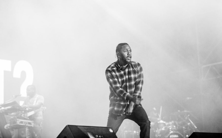 Kendrick Lamar performs music from "To Pimp A Butterfly" in a 2016 concert.