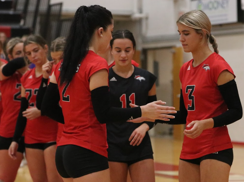 The preparation for their second game of the season. The team won three sets against KCD. “I’m feeling really good about this season, being undefeated I’m excited to see all the teams we can push through.” Senior Caroline Harbolt said.