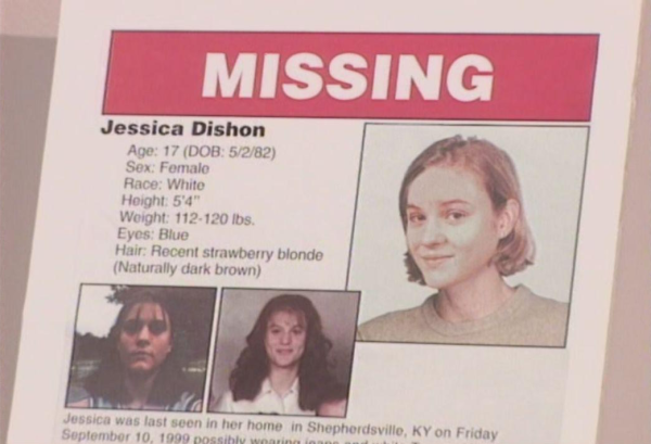 The picture above is a missing persons flyer from 1999. The picture was printed and posted from when Jessica Dishon went missing. I love and miss you so much.. I miss spending the night with you and just being carefree kids. Rest in peace Jessica Dawn Dishon, Michelle Eddington, a friend of Jessicas said.