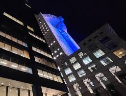 The Humana building at night